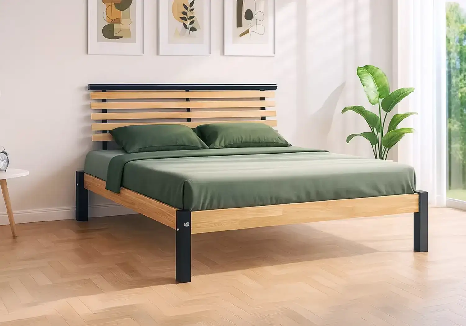 Rubberwood Double Bed & Mattress 4" Combo